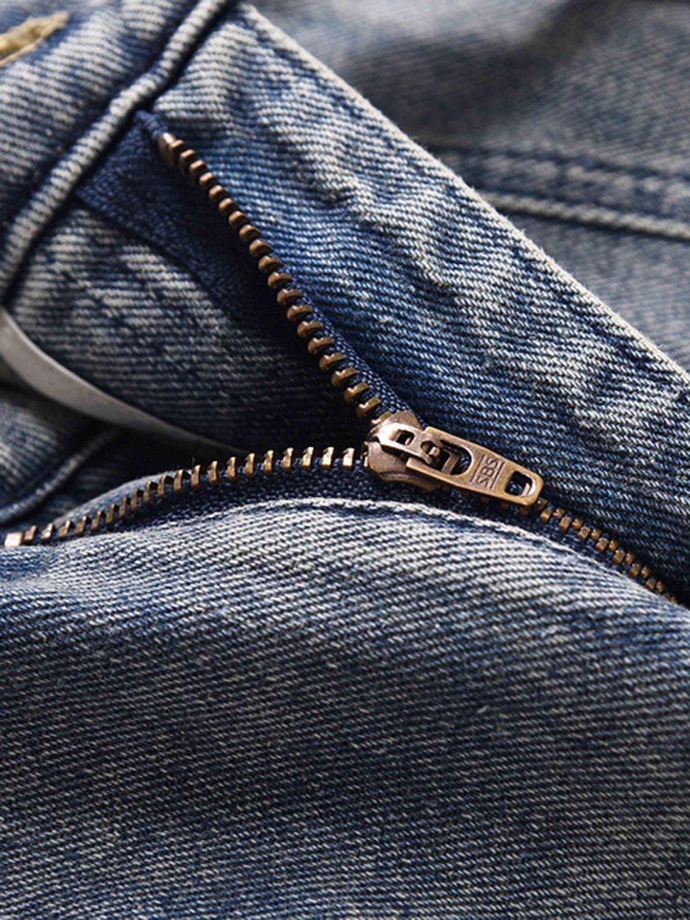Vintage Washed And Frayed Baggy Jeans