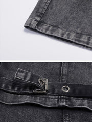 Vintage Washed Denim Cargo Jeans