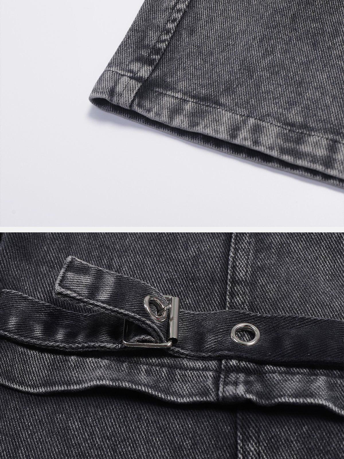 Vintage Washed Denim Cargo Jeans