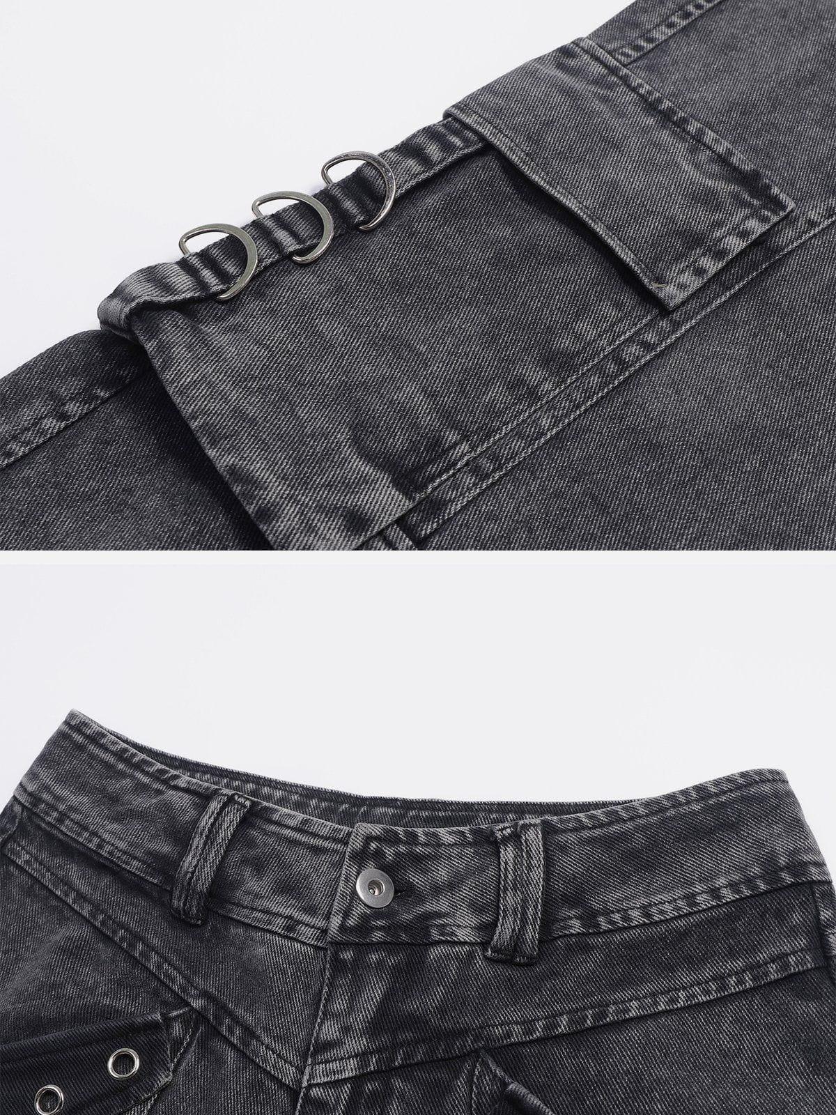 Vintage Washed Denim Cargo Jeans