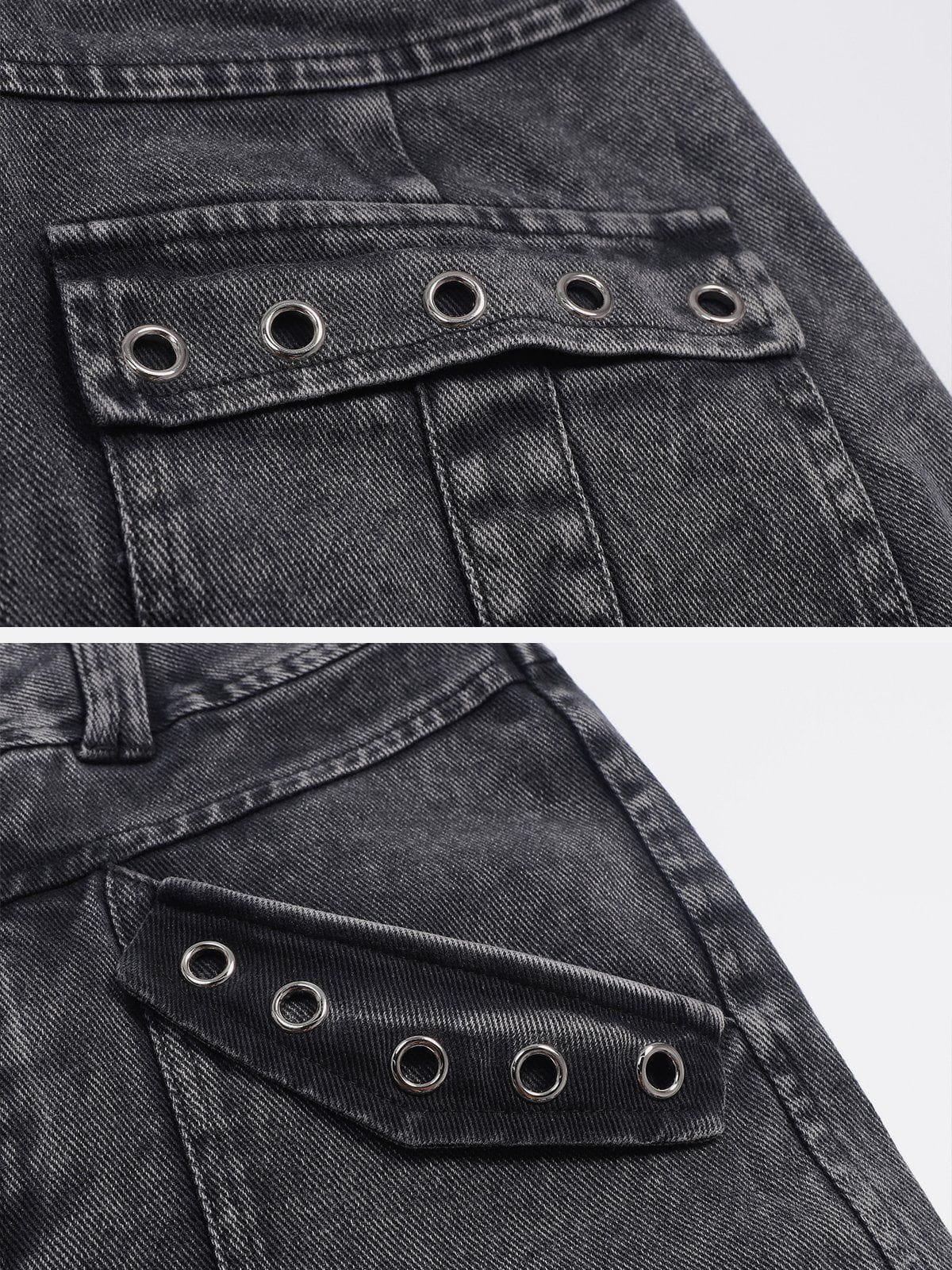 Vintage Washed Denim Cargo Jeans
