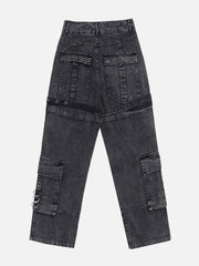 Vintage Washed Denim Cargo Jeans