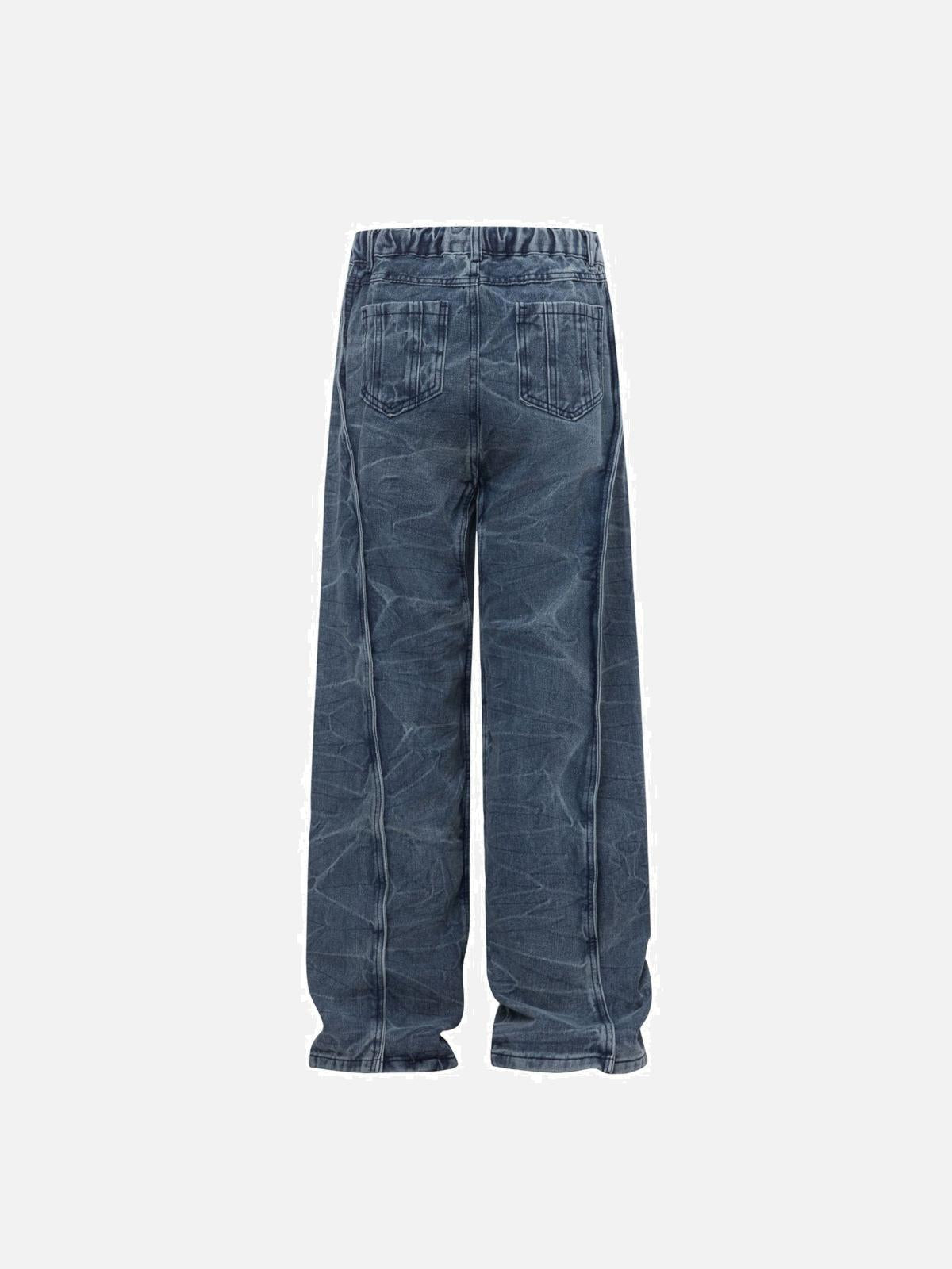 Vintage Washed Irregular Stitching Jeans