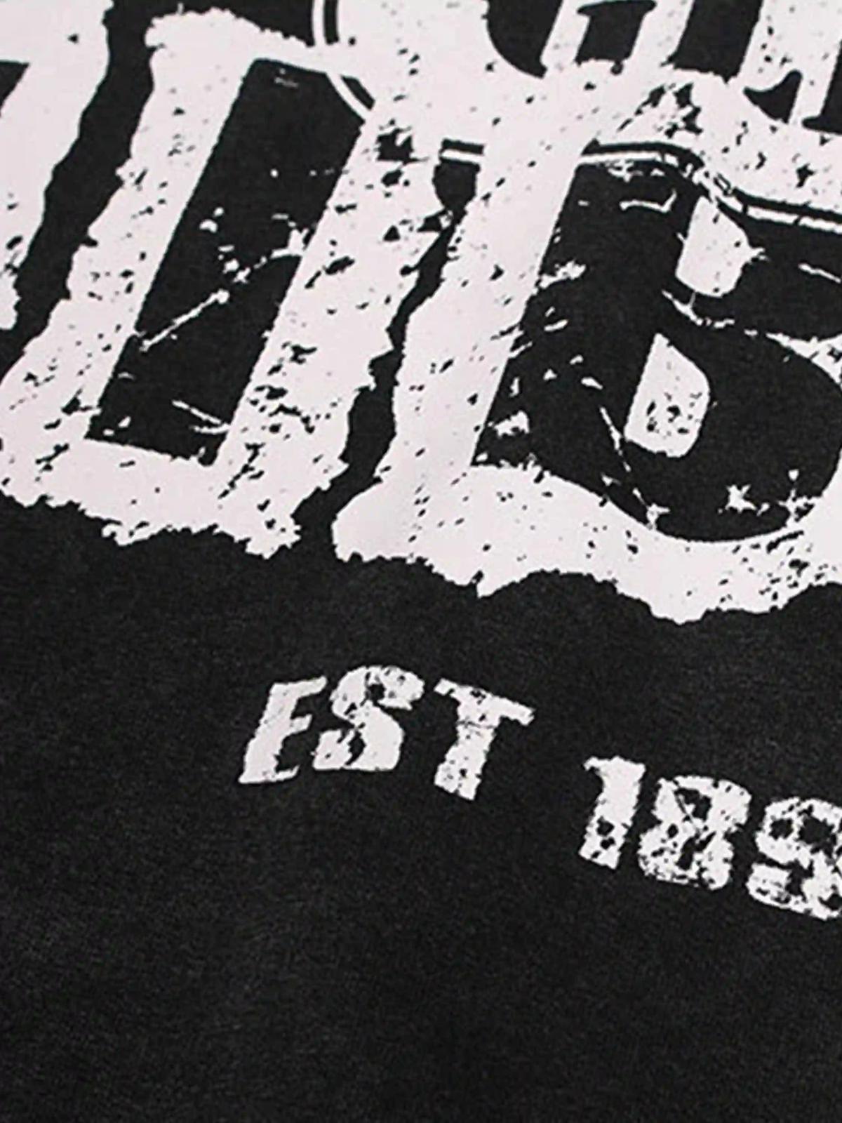 Vintage Washed Letter Print Hoodie