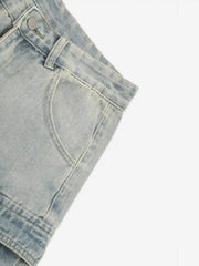 Vintage Washed Loose Wide-Leg Denim Jorts