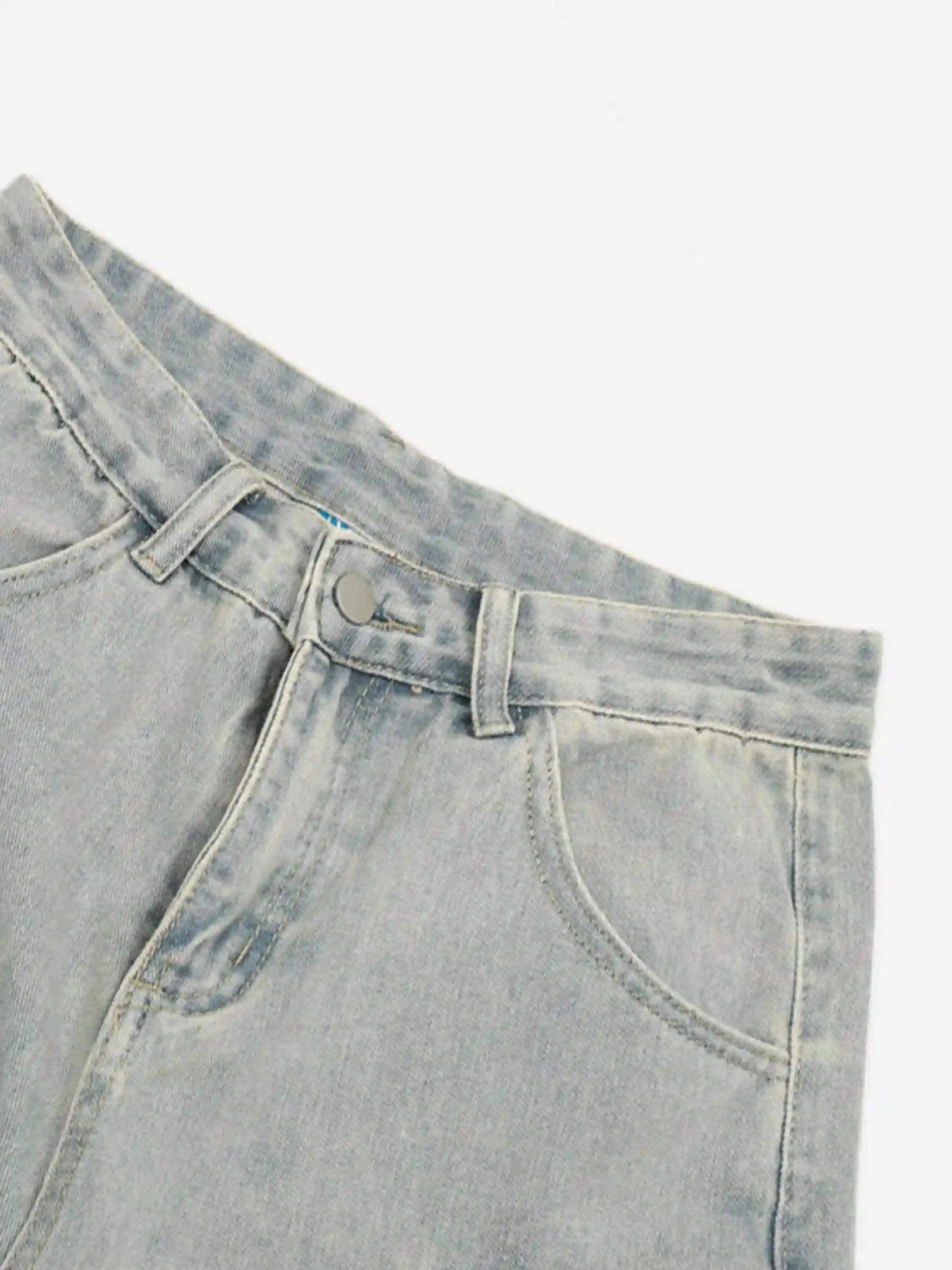 Vintage Washed Loose Wide-Leg Denim Jorts