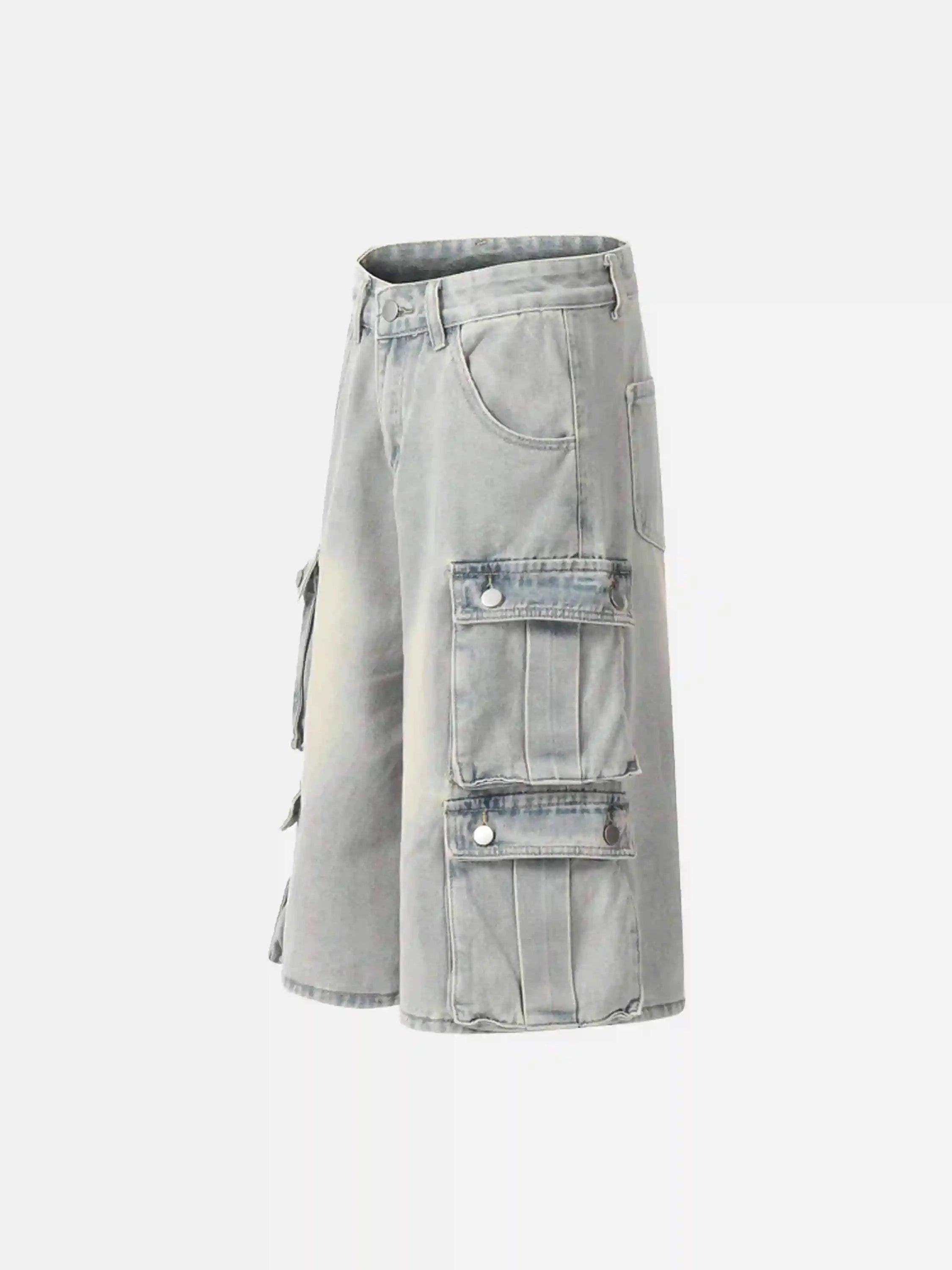 Vintage Washed Loose Wide-Leg Denim Jorts