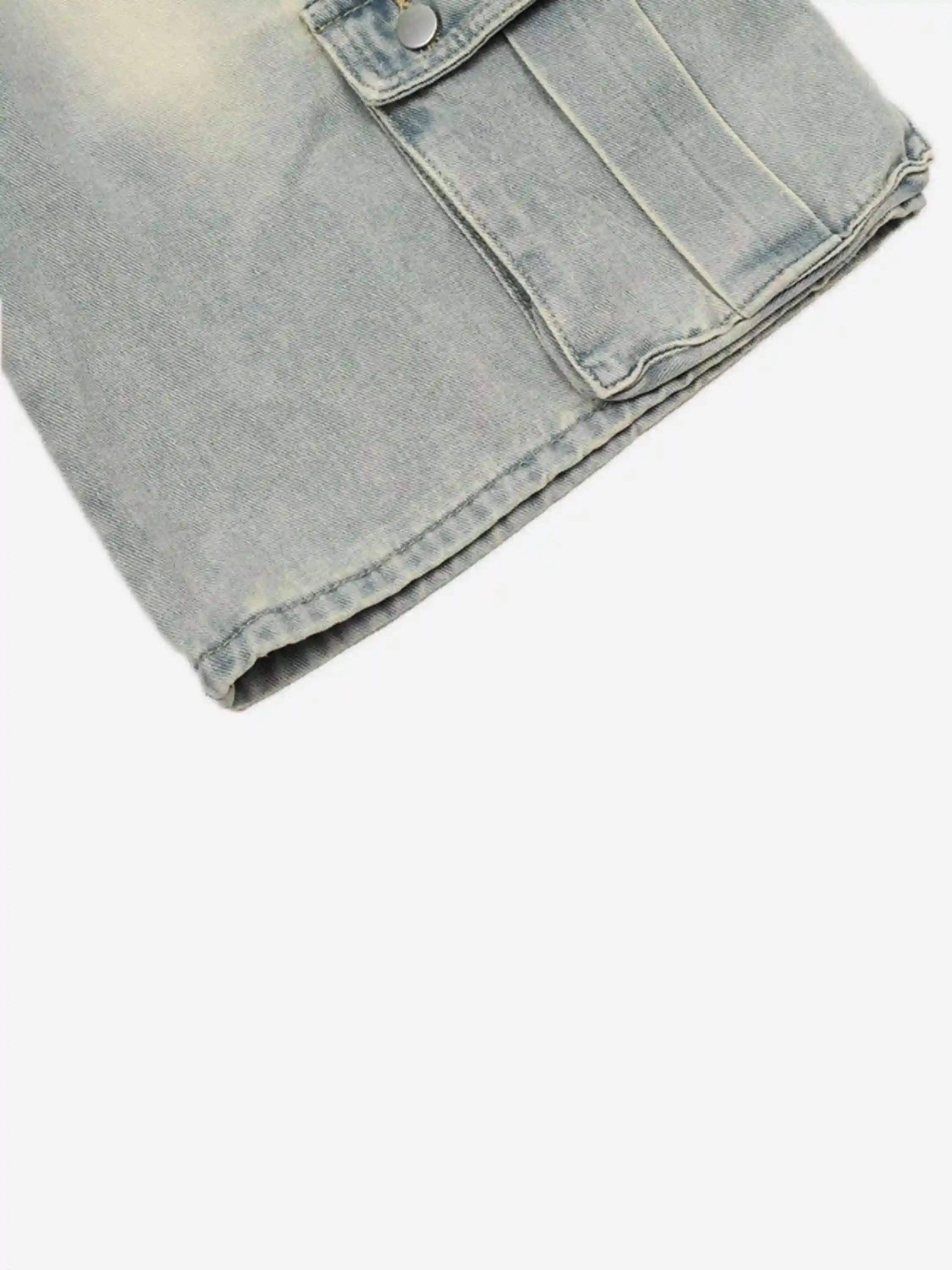 Vintage Washed Loose Wide-Leg Denim Jorts