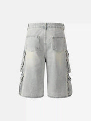 Vintage Washed Loose Wide-Leg Denim Jorts