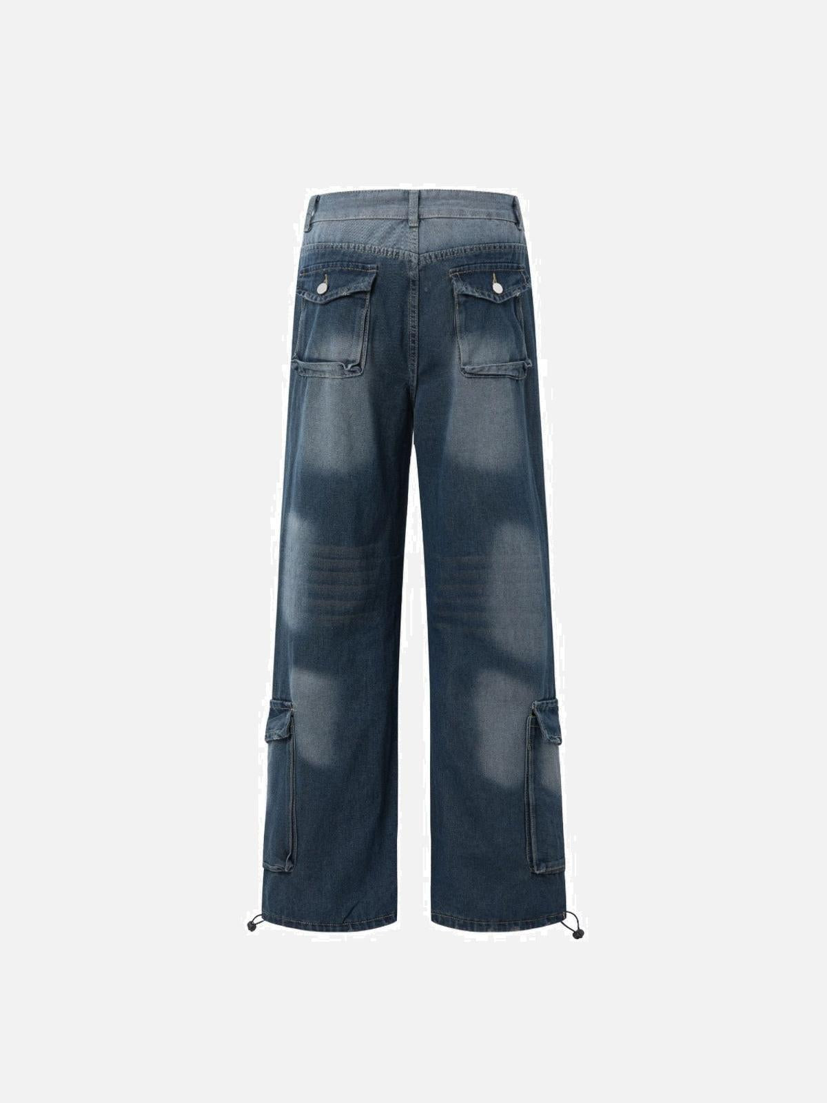 Vintage Washed Multi-Pocket Jeans