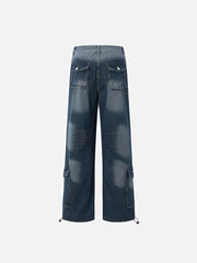 Vintage Washed Multi-Pocket Jeans