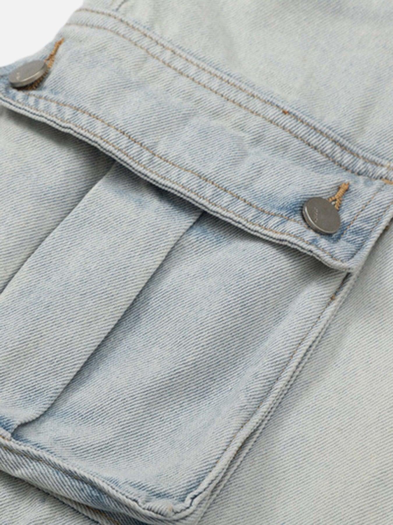 Vintage Washed Multi-Pocket Work Jeans