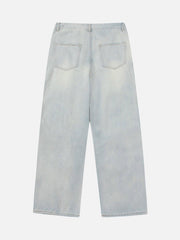 Vintage Washed Multi-Pocket Work Jeans