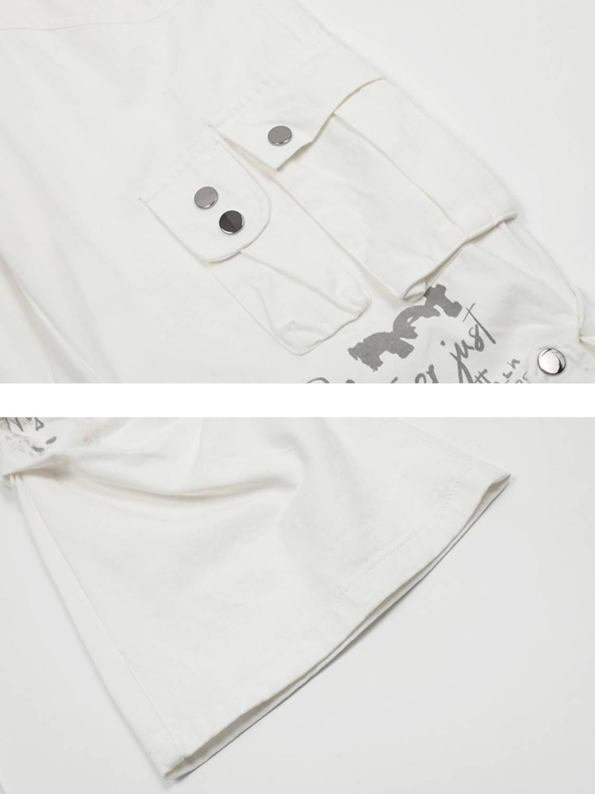 Vintage Water-Slurry Print Cargo Pants