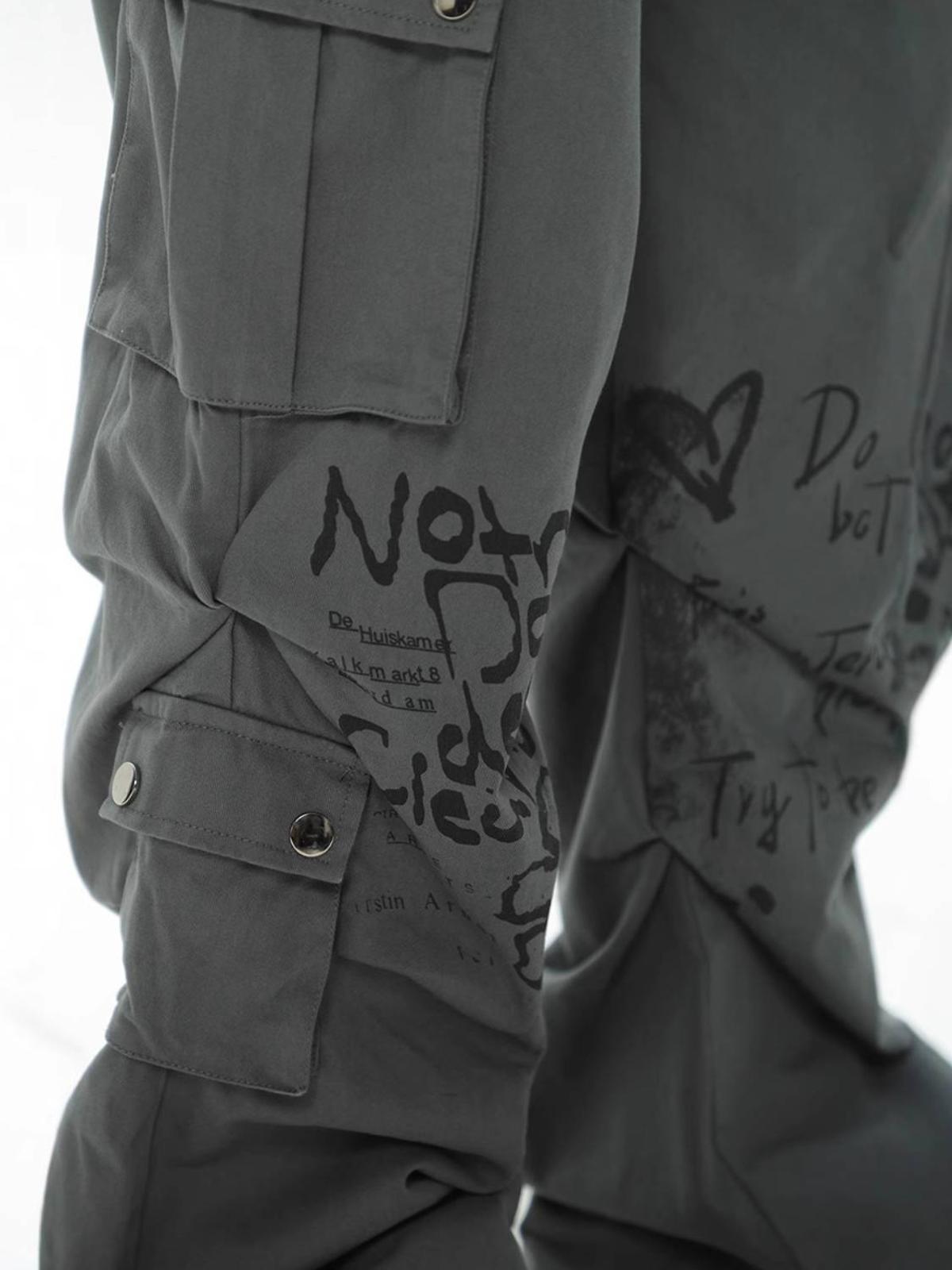 Vintage Water-Slurry Print Cargo Pants