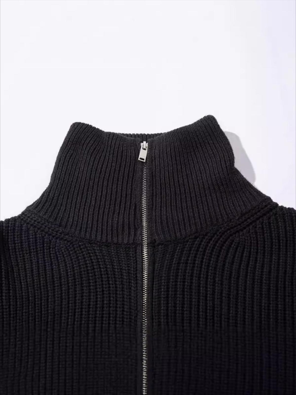 Vintage Worn Loose zipper Sweater