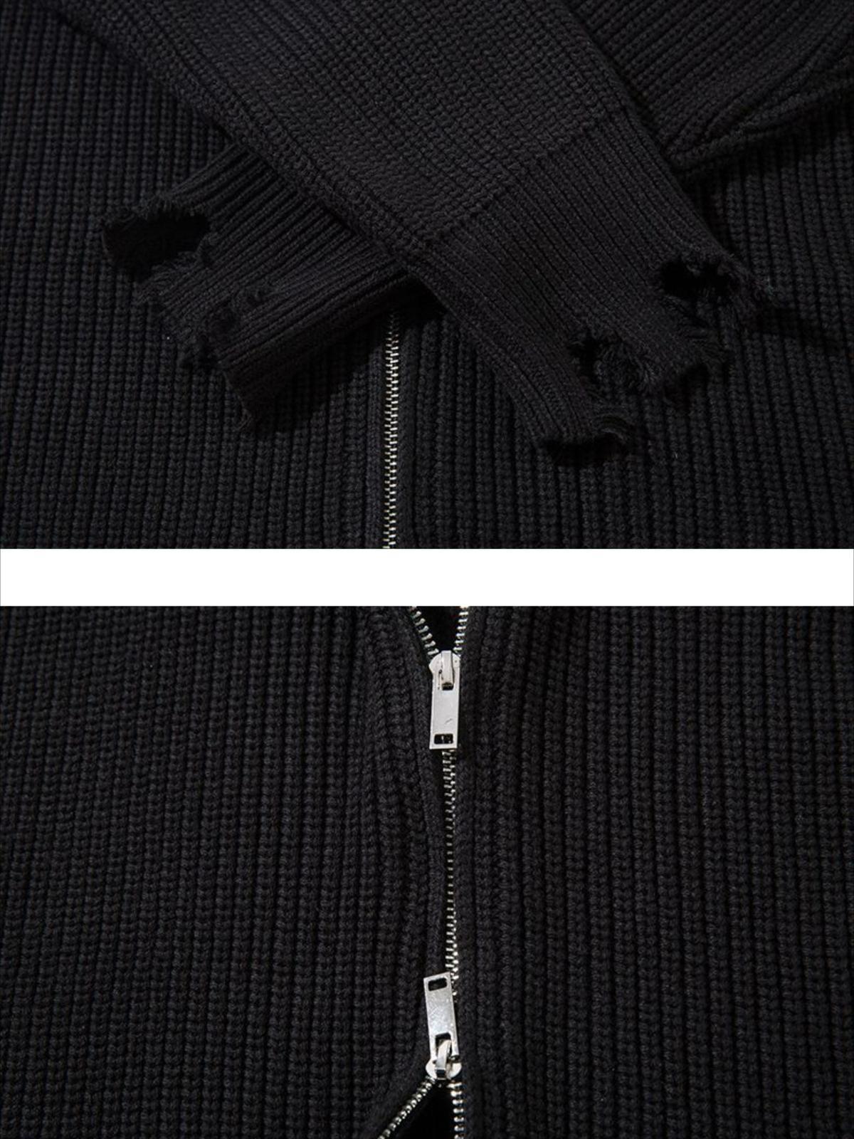 Vintage Worn Loose zipper Sweater