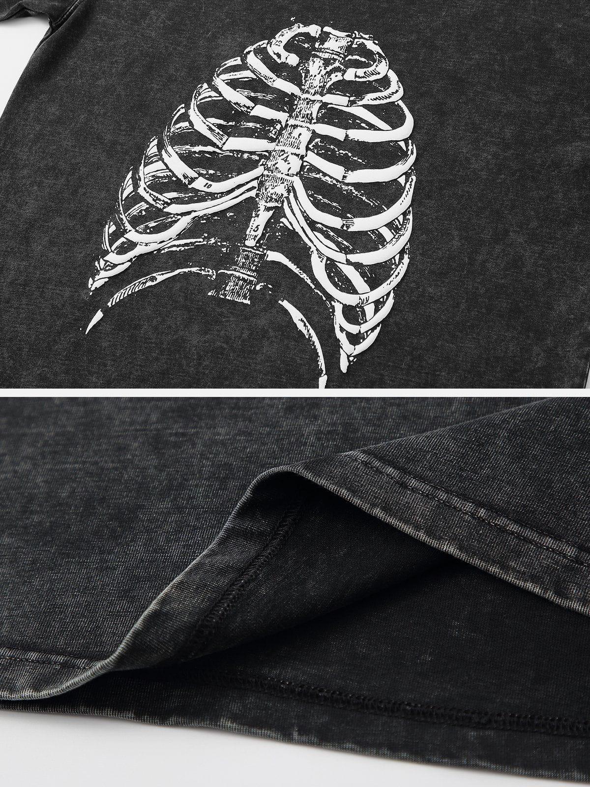 Washed Body Skeleton Print Tee