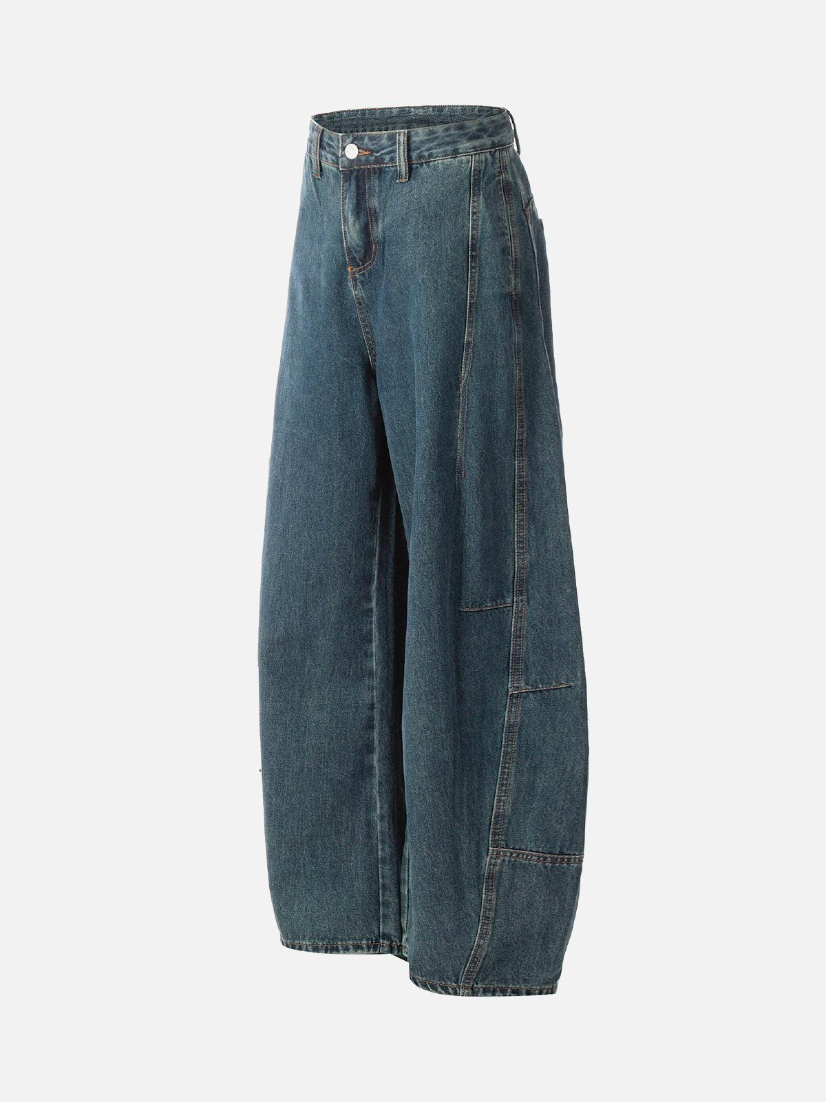 Washed Deconstructed Split Scimitar Baggy Barrel Jeans