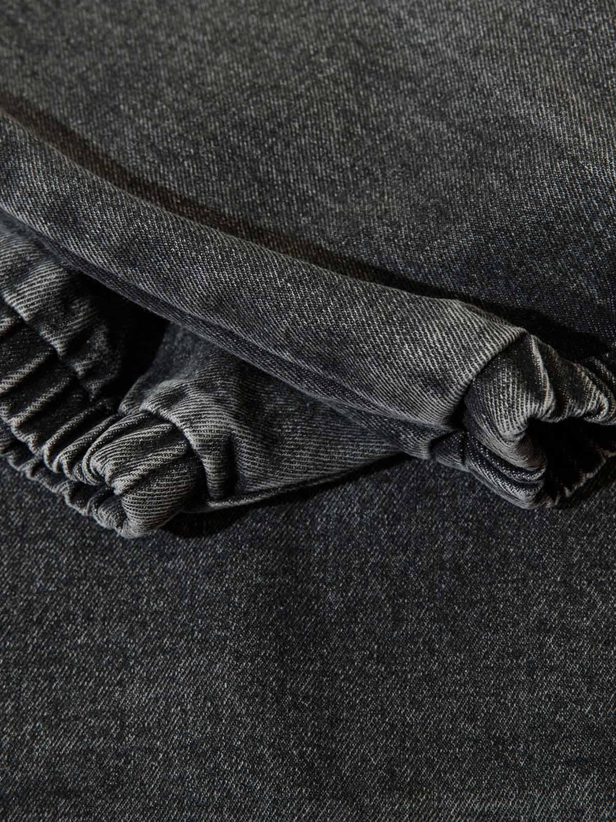 Washed Distressed Denim Zip-Up Hoodie