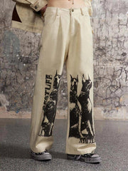 Washed Distressed Doberman Graffiti Sweatpants