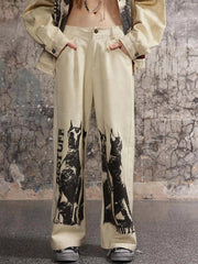 Washed Distressed Doberman Graffiti Sweatpants
