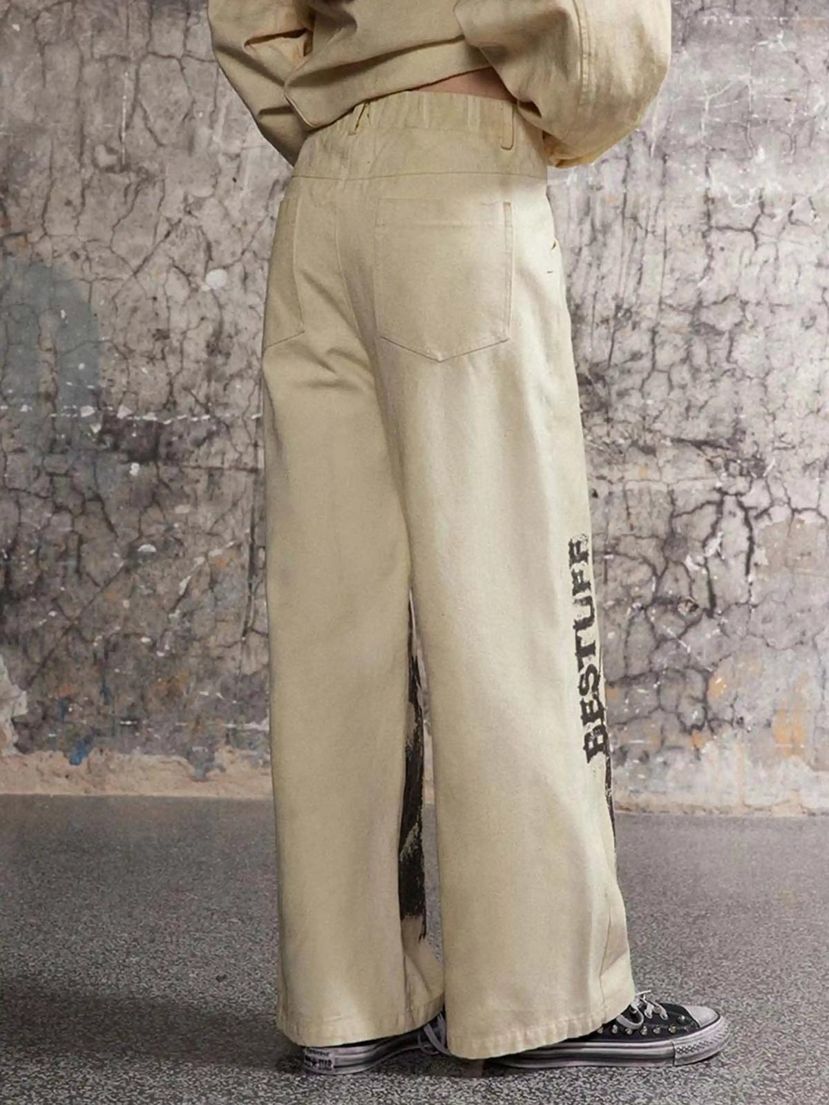 Washed Distressed Doberman Graffiti Sweatpants