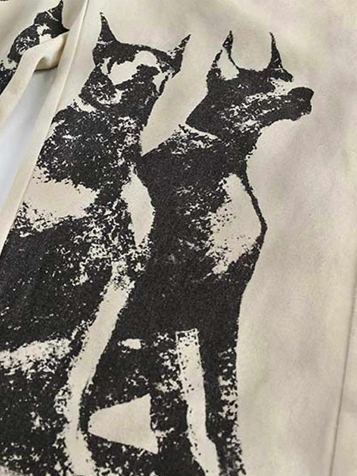 Washed Distressed Doberman Graffiti Sweatpants