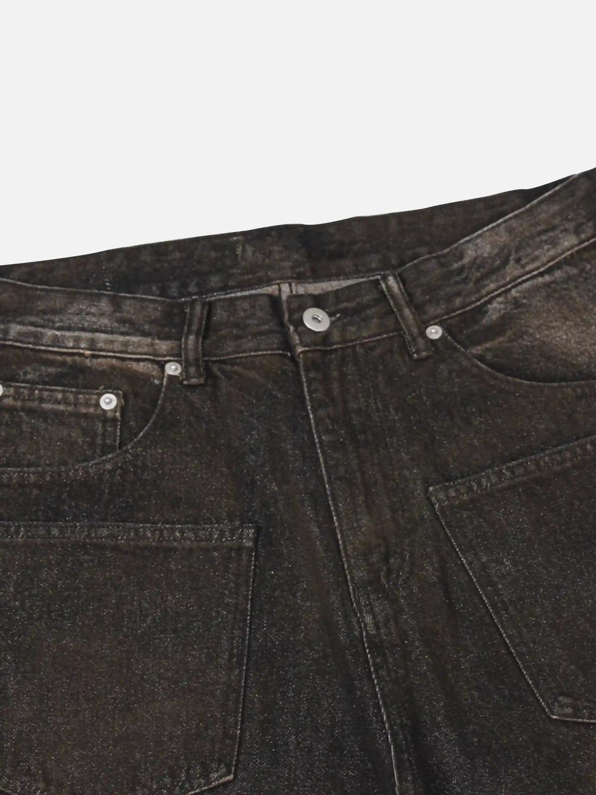 Washed Distressed Multi-Pocket Ripped Jeans