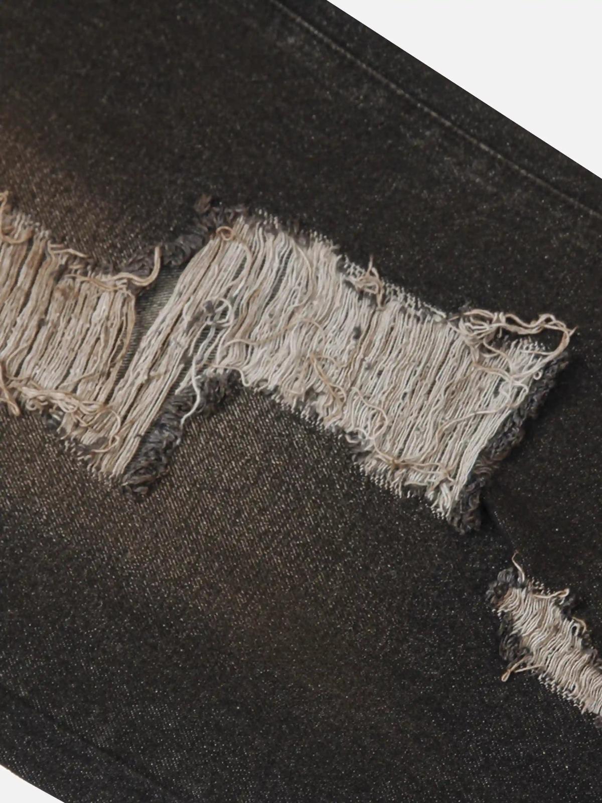 Washed Distressed Multi-Pocket Ripped Jeans