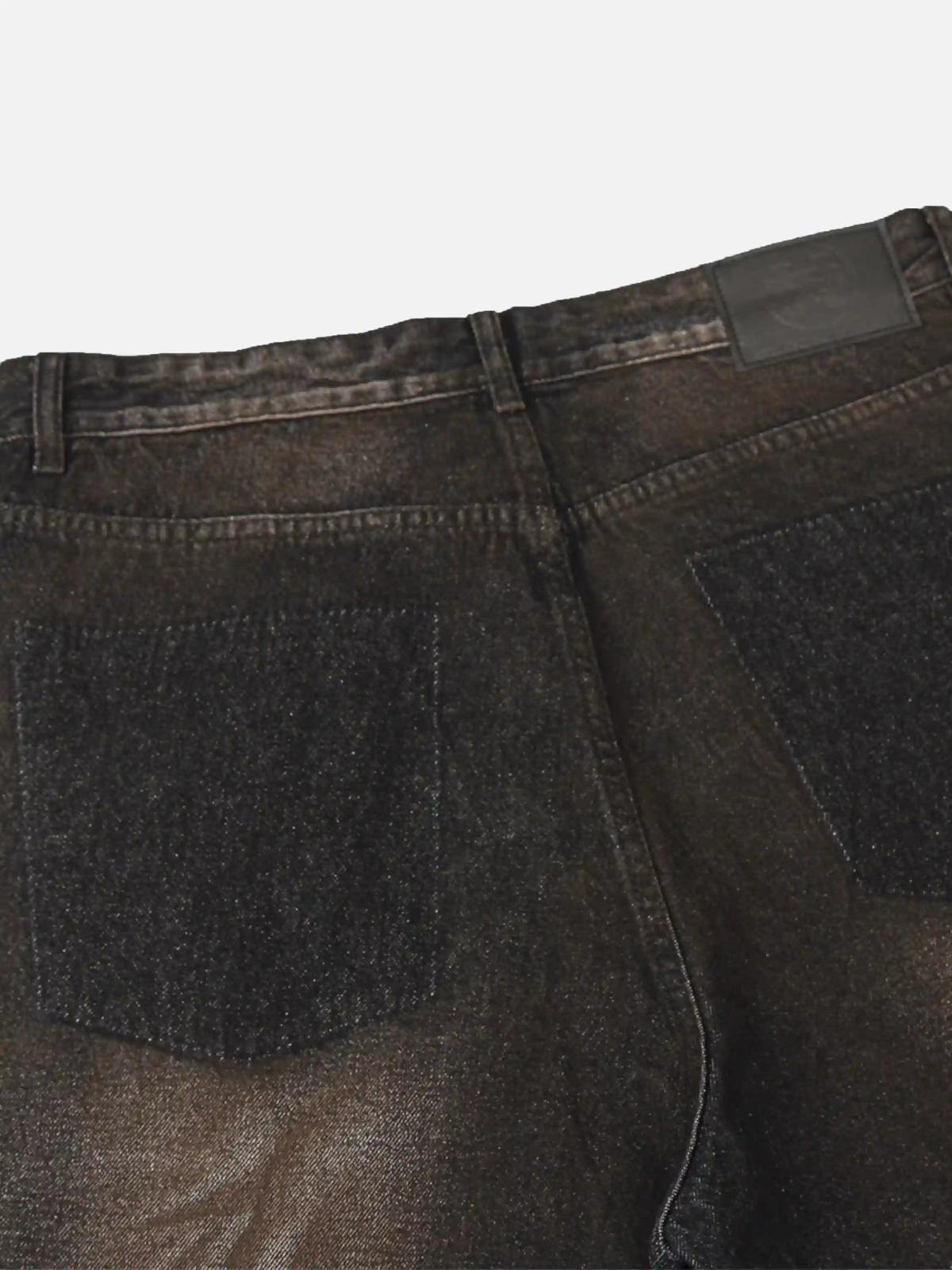 Washed Distressed Multi-Pocket Ripped Jeans