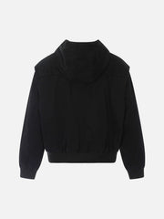Washed Distressed Patchwork Work Hooded Jacket