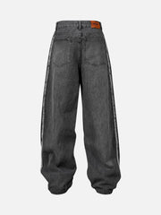 Washed Distressed Raw Edge Baggy Jeans
