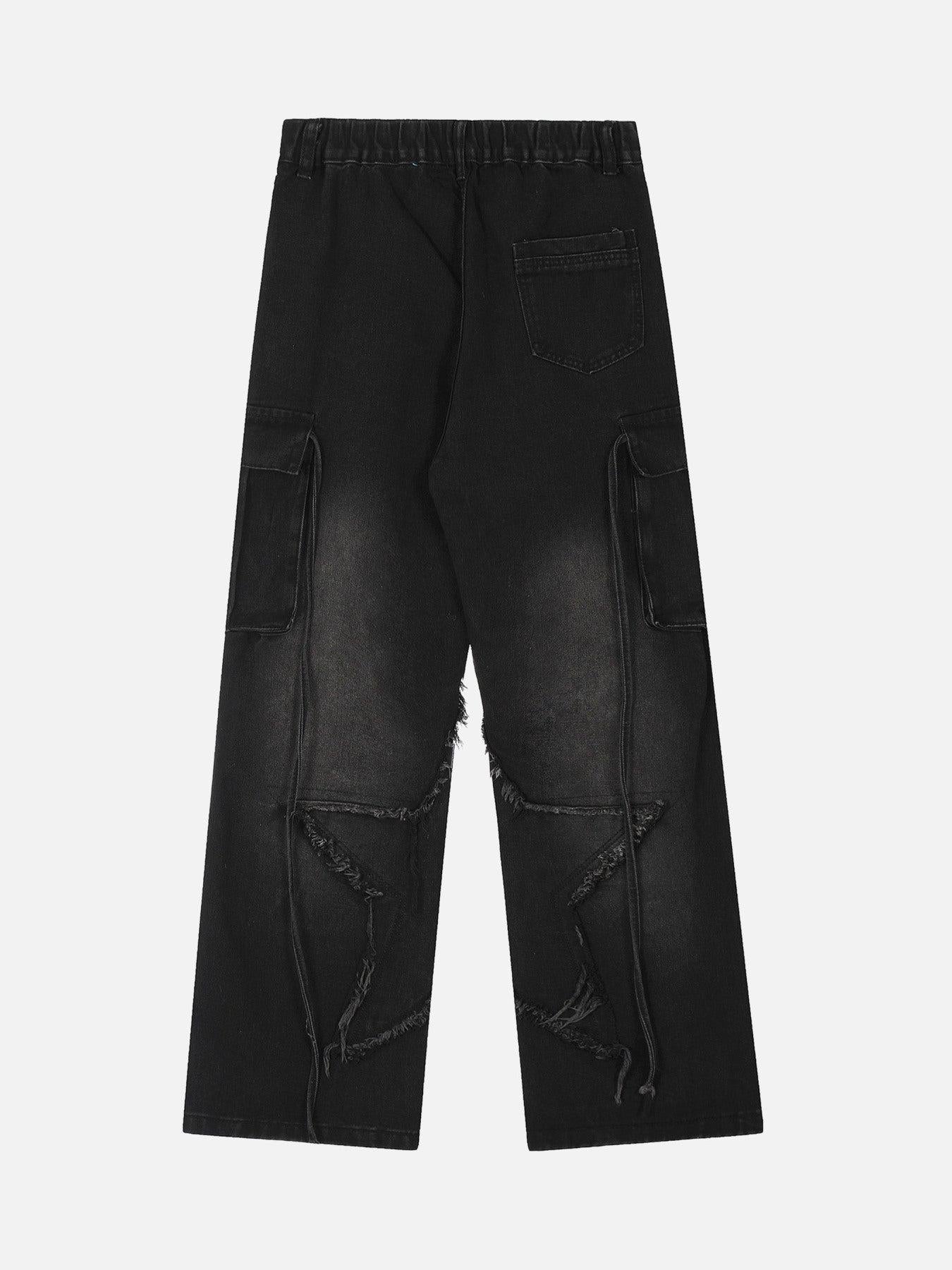 Washed Distressed Star Jeans