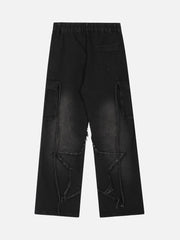 Washed Distressed Star Jeans