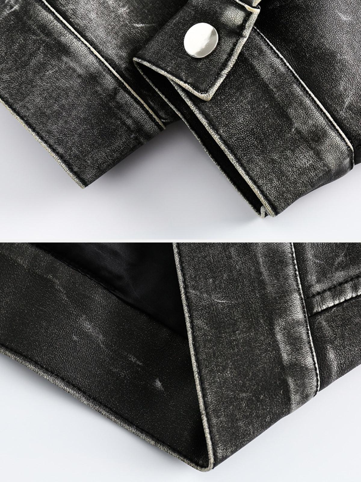 Washed Faux Leather Jacket