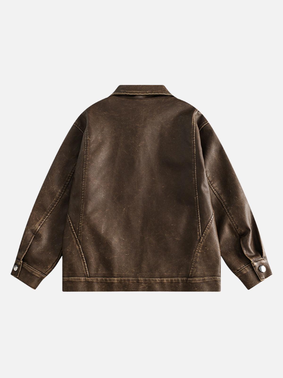 Washed Faux Leather Jacket