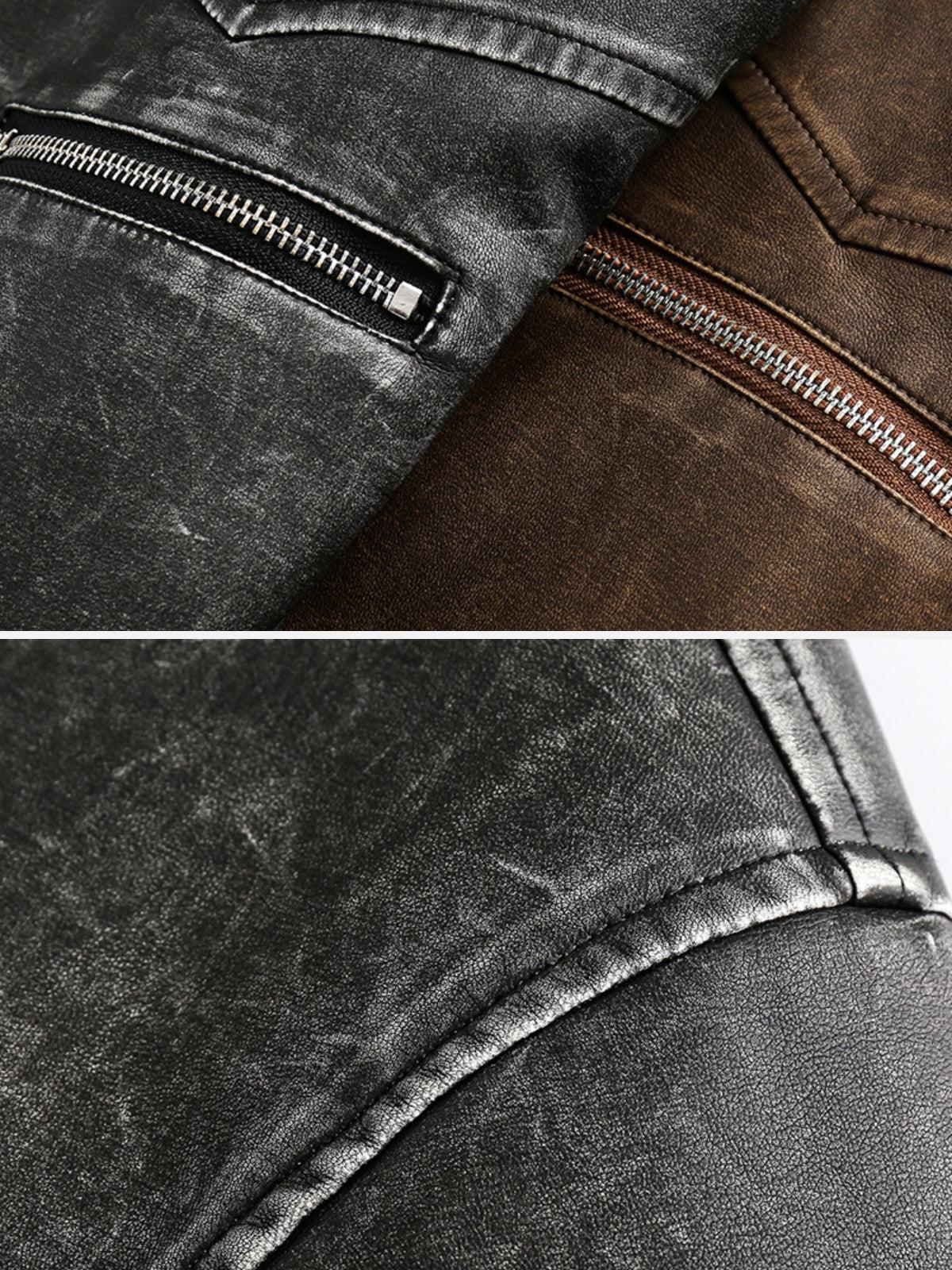 Washed Faux Leather Jacket