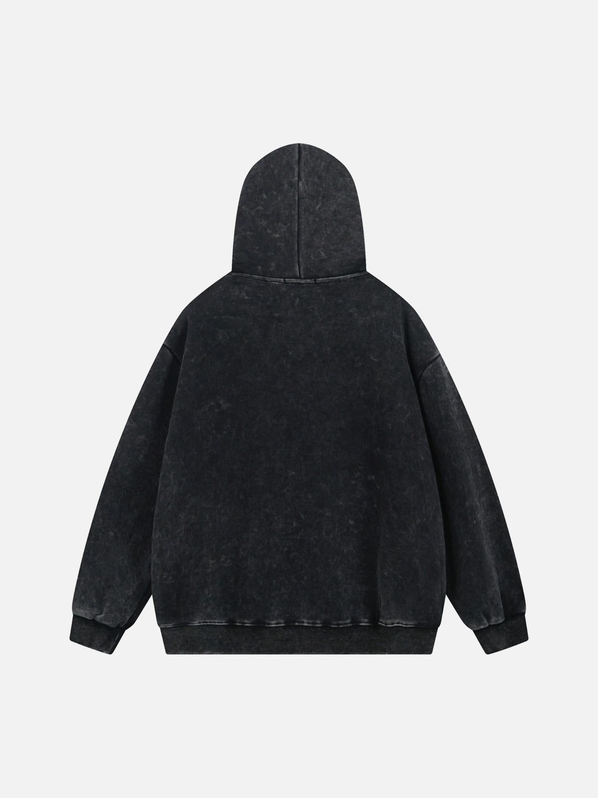 Washed Flame Printed Fleece Hoodie