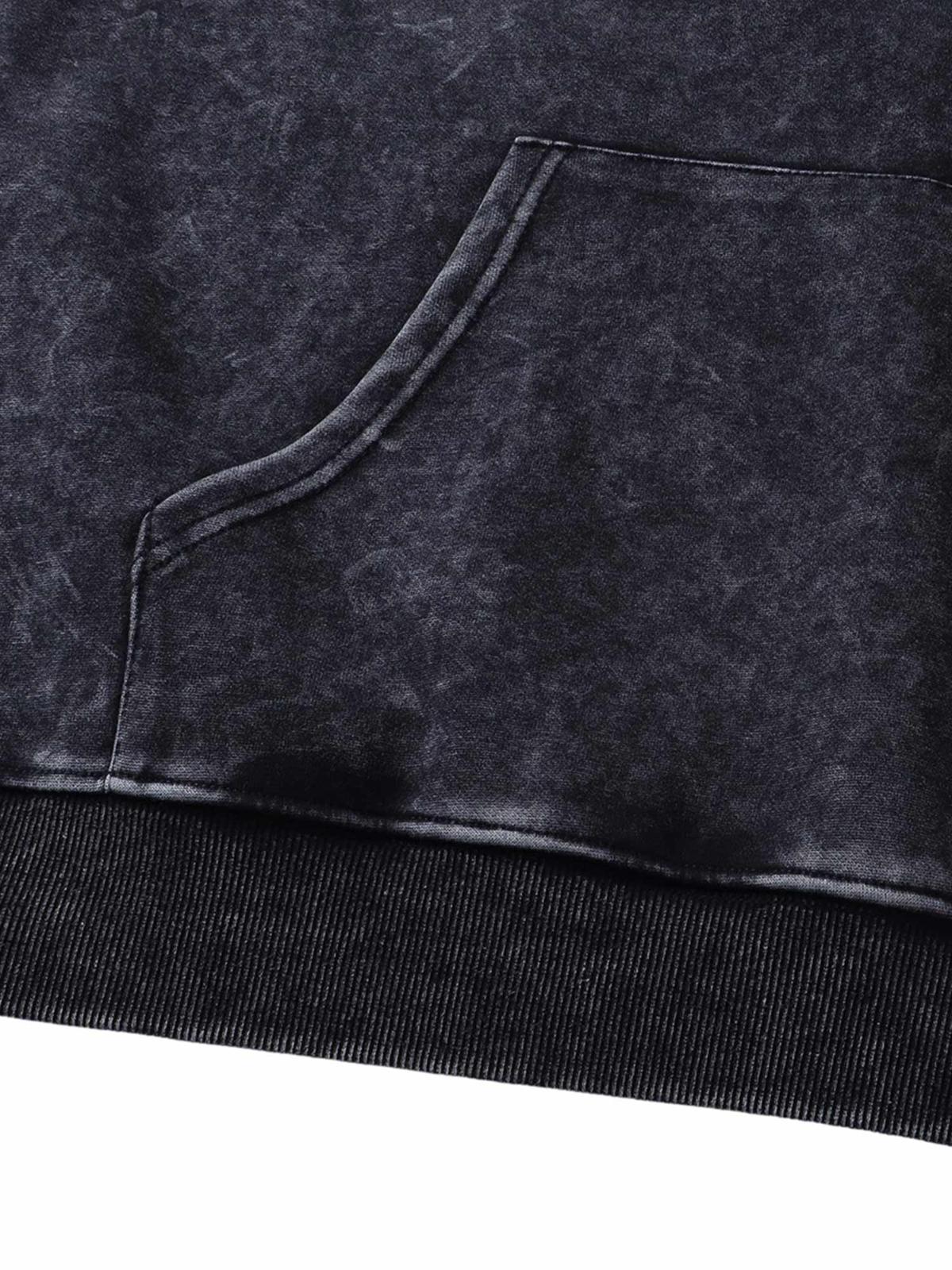 Washed Flame Printed Fleece Hoodie