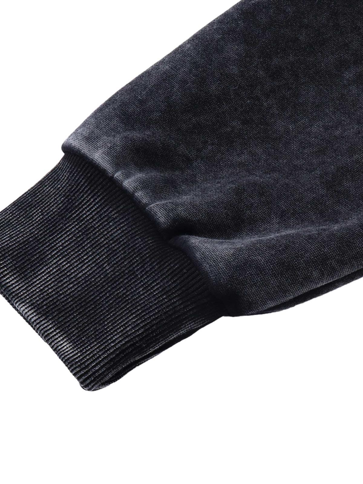 Washed Flame Printed Fleece Hoodie