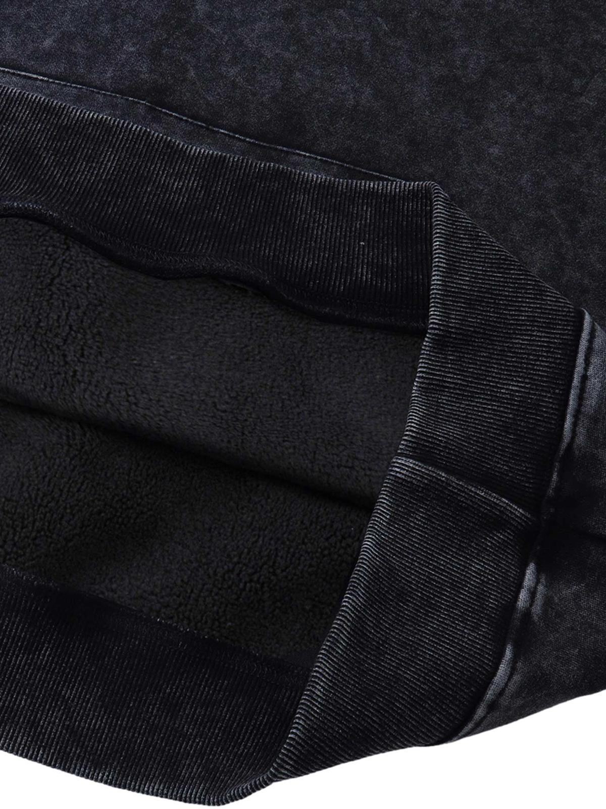 Washed Flame Printed Fleece Hoodie