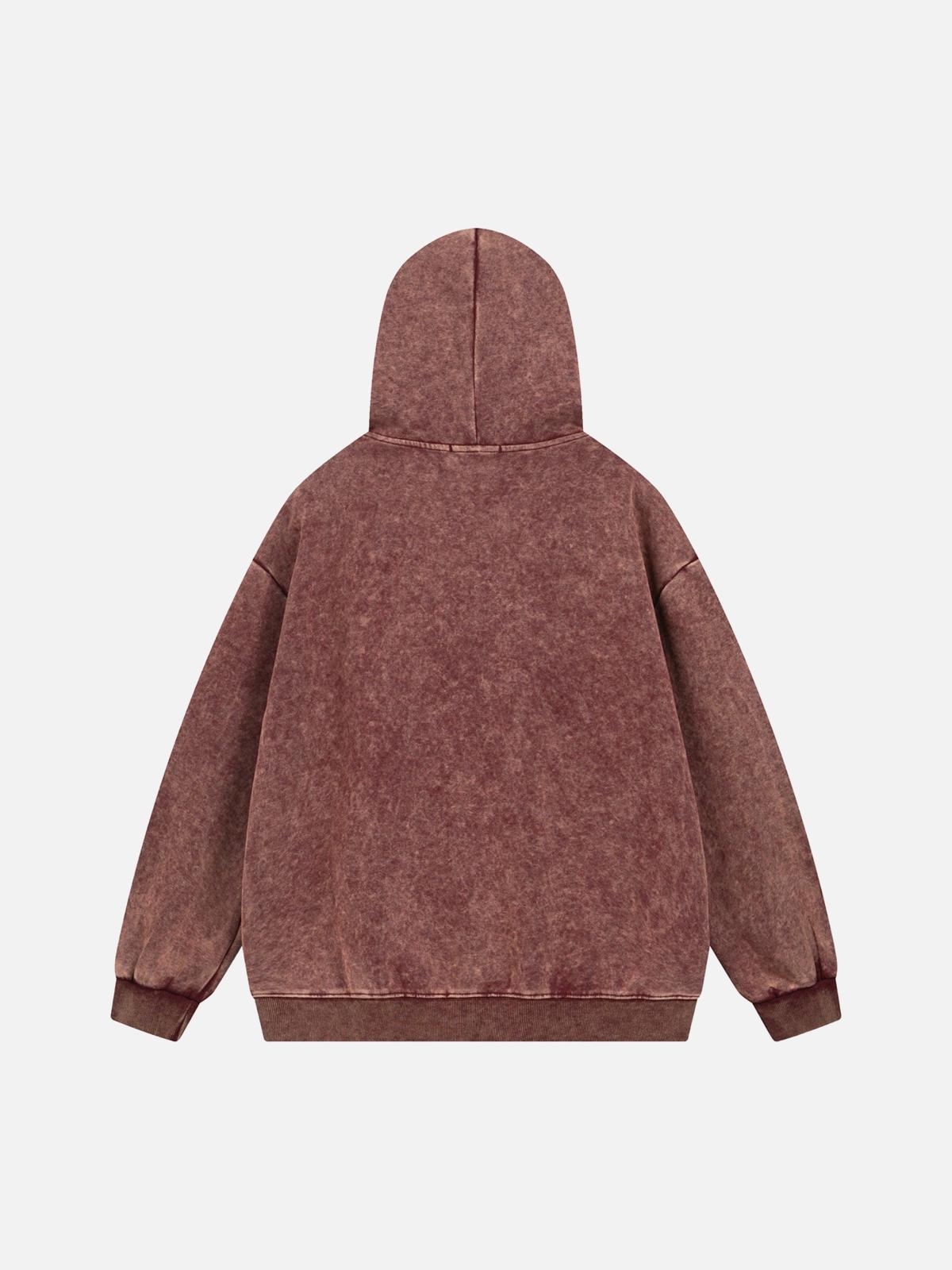 Washed Flame Printed Fleece Hoodie