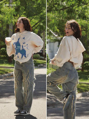 Washed Fringe Jeans