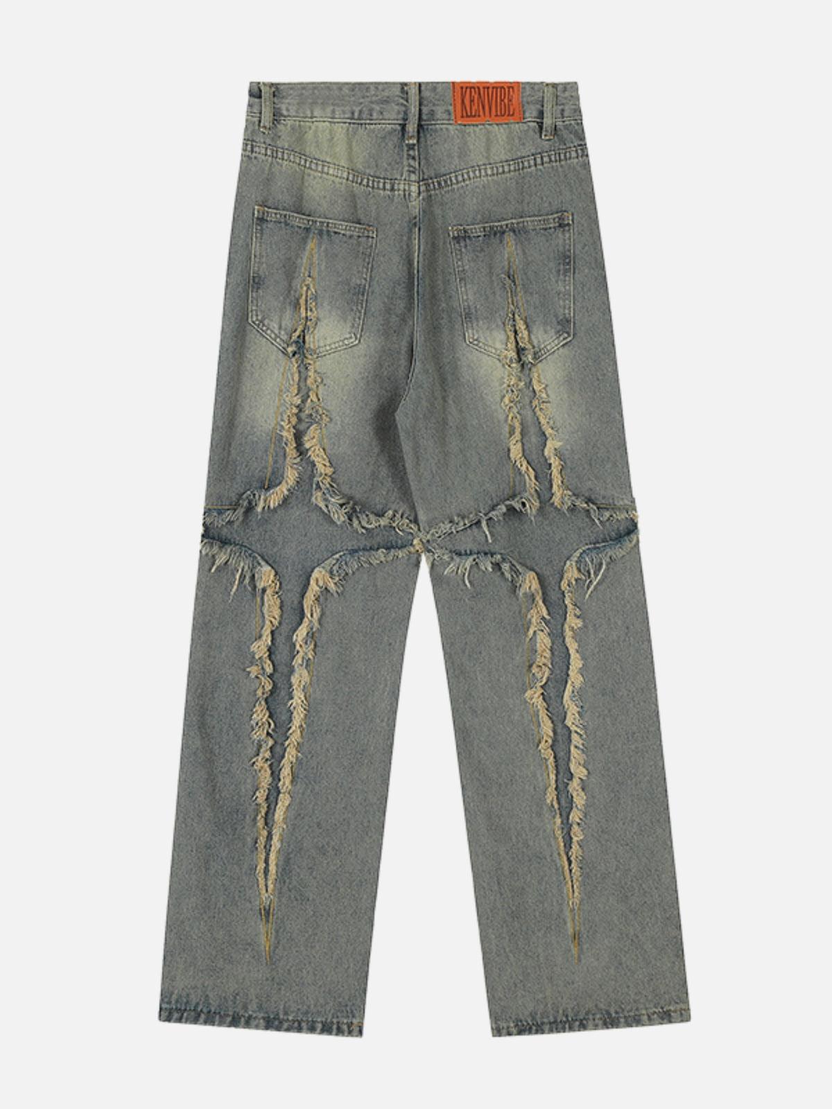 Washed Fringe Jeans