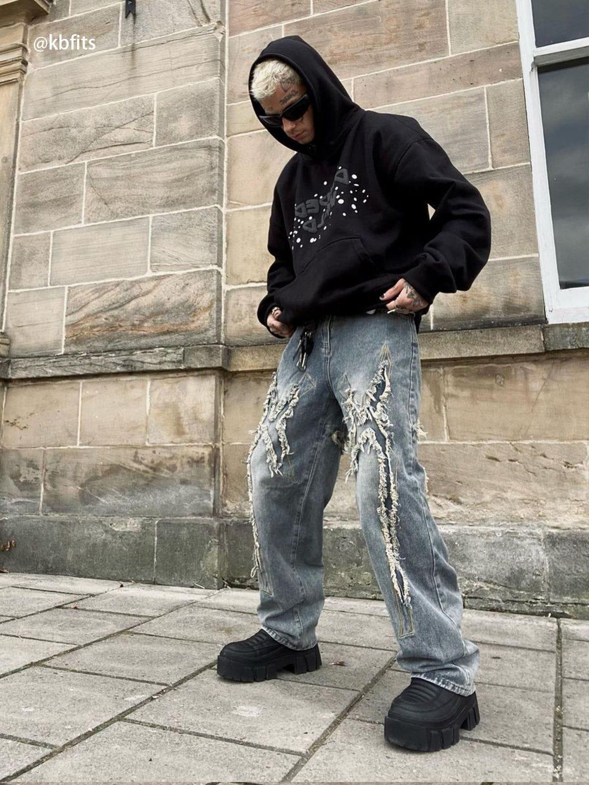 Washed Fringe Jeans