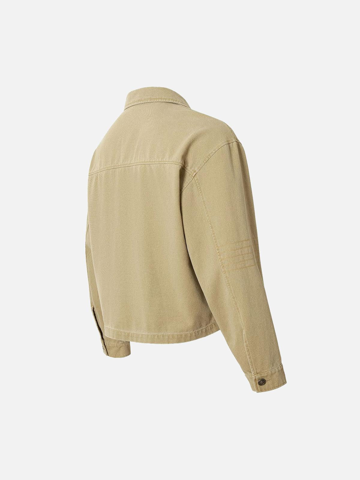 Washed Graffiti Zip Up Workwear Jacket