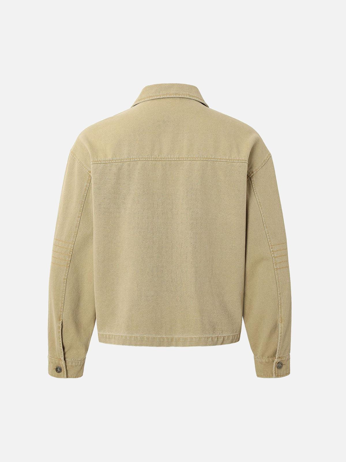Washed Graffiti Zip Up Workwear Jacket