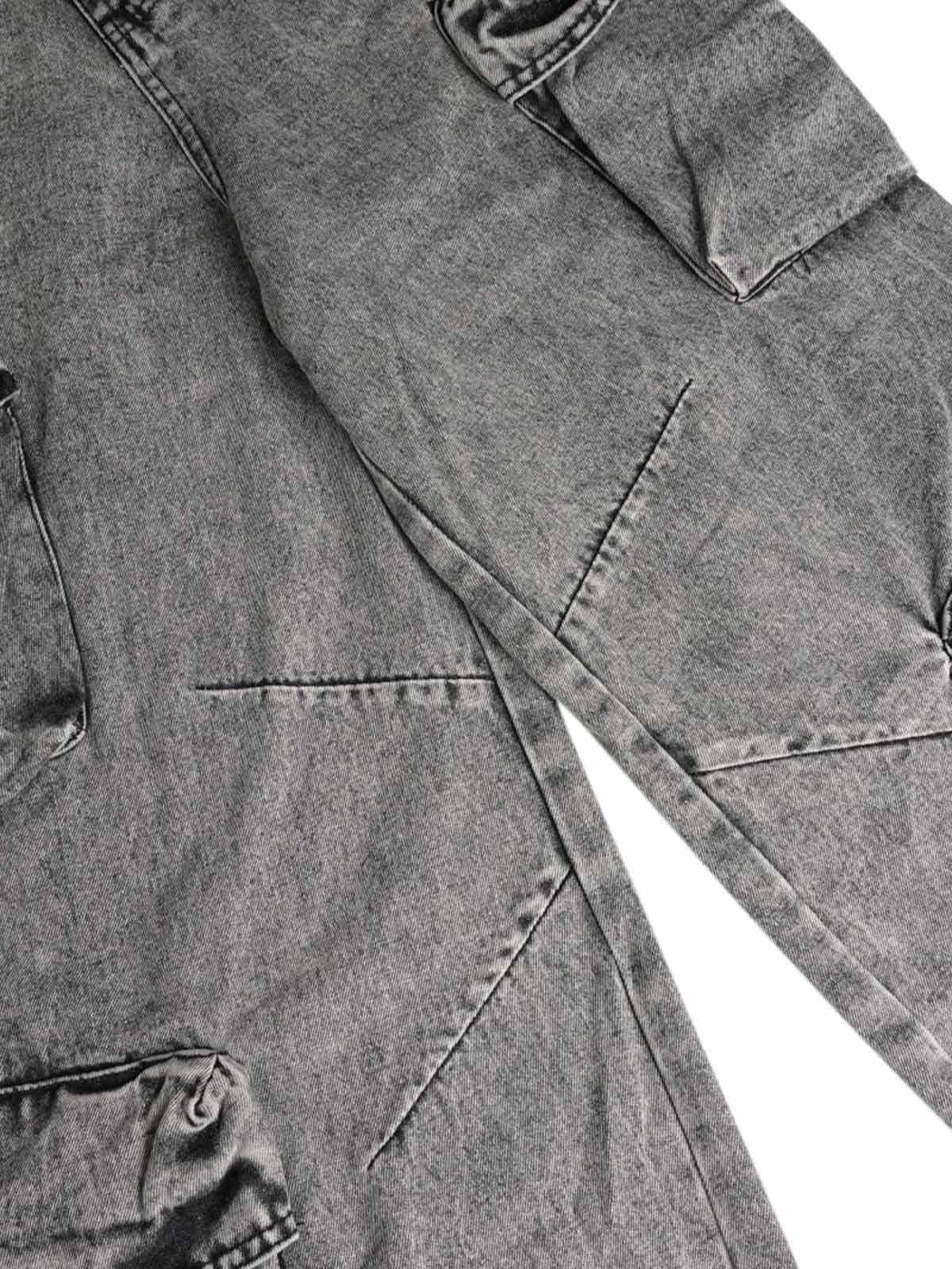 Washed Multi-Pocket Cargo Jeans