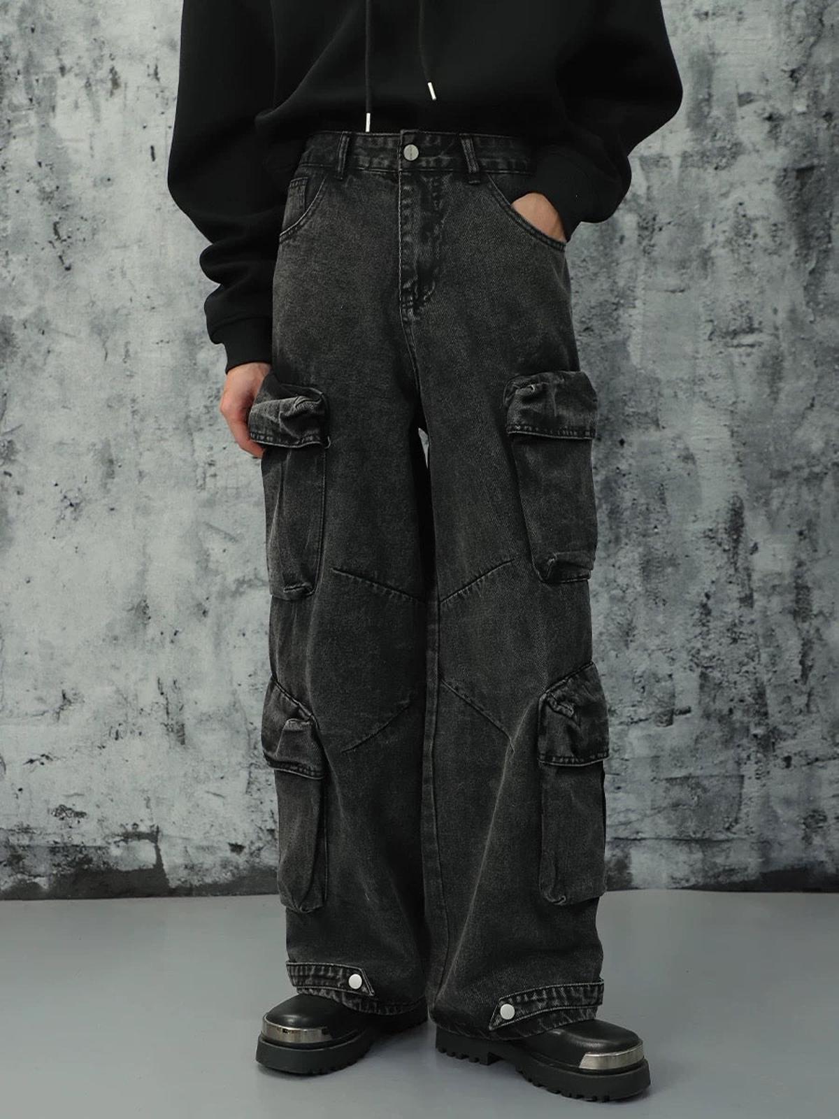 Washed Multi-Pocket Cargo Jeans